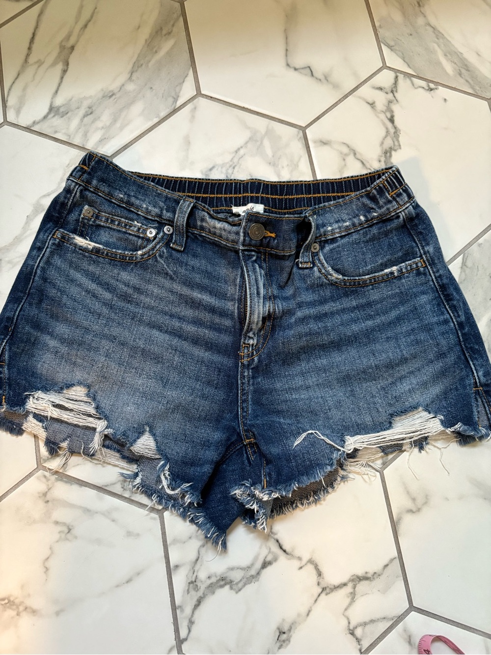 American Eagle Dark Blue Distressed Denim Women’s Shorts